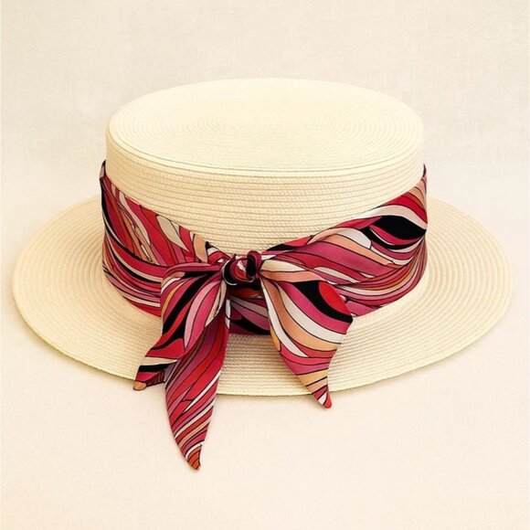 Slim Scarf 34inch Abstract Swirl Print Hair Accessory Pink Red Black No29 - Picture 5 of 8